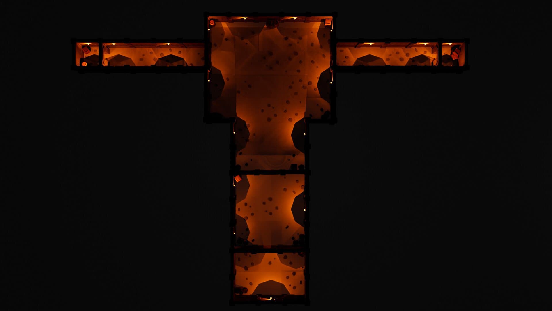 Top-down overview of the modular dungeon environment.